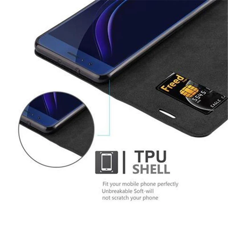 Cadorabo Hülle kompatibel mit Honor 8 / 8 PREMIUM Schutzhülle mit Magnetverschluss, Standfunktion und Kartenfach