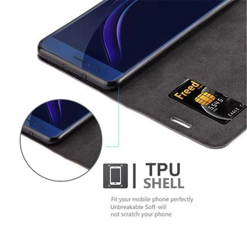 Cadorabo Hülle kompatibel mit Honor 8 / 8 PREMIUM Schutzhülle mit Magnetverschluss, Standfunktion und Kartenfach