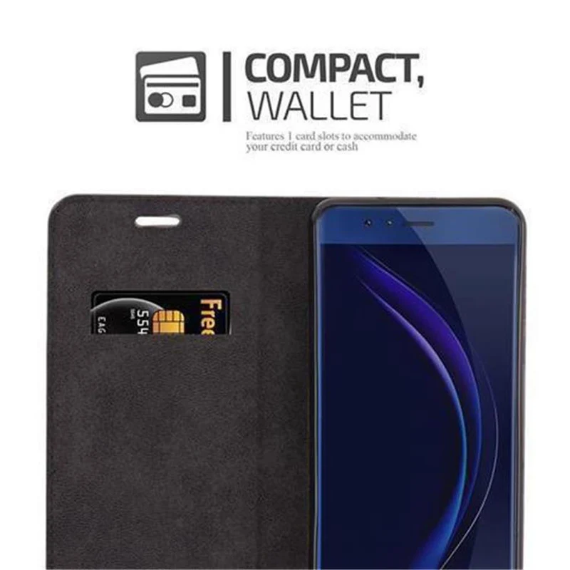Cadorabo Hülle kompatibel mit Honor 8 / 8 PREMIUM Schutzhülle mit Magnetverschluss, Standfunktion und Kartenfach