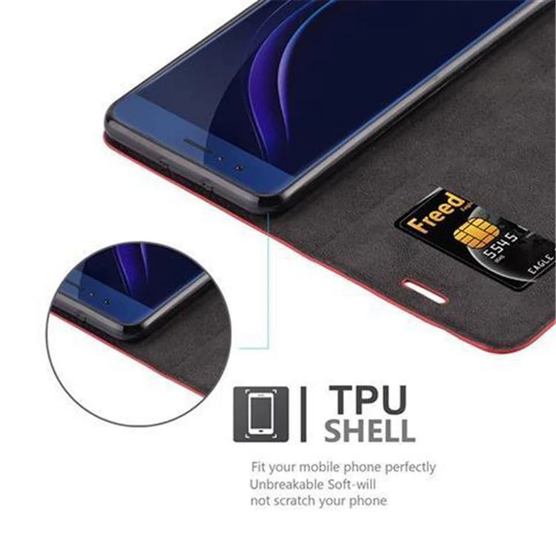 Cadorabo Hülle kompatibel mit Honor 8 / 8 PREMIUM Schutzhülle mit Magnetverschluss, Standfunktion und Kartenfach