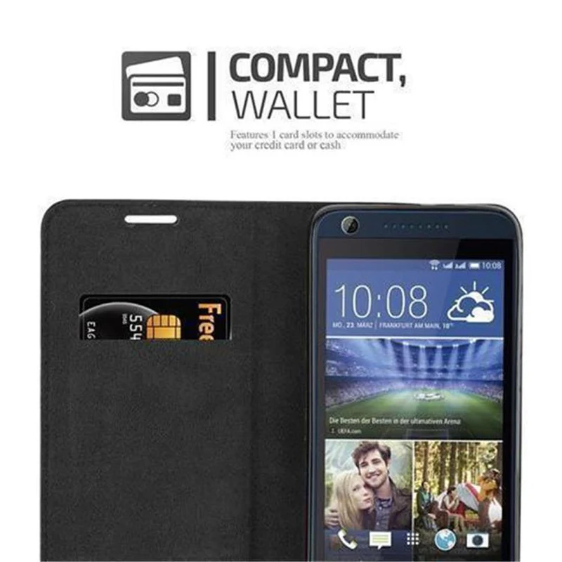Cadorabo Hülle kompatibel mit HTC Desire 626G Schutzhülle mit Magnetverschluss, Standfunktion und Kartenfach