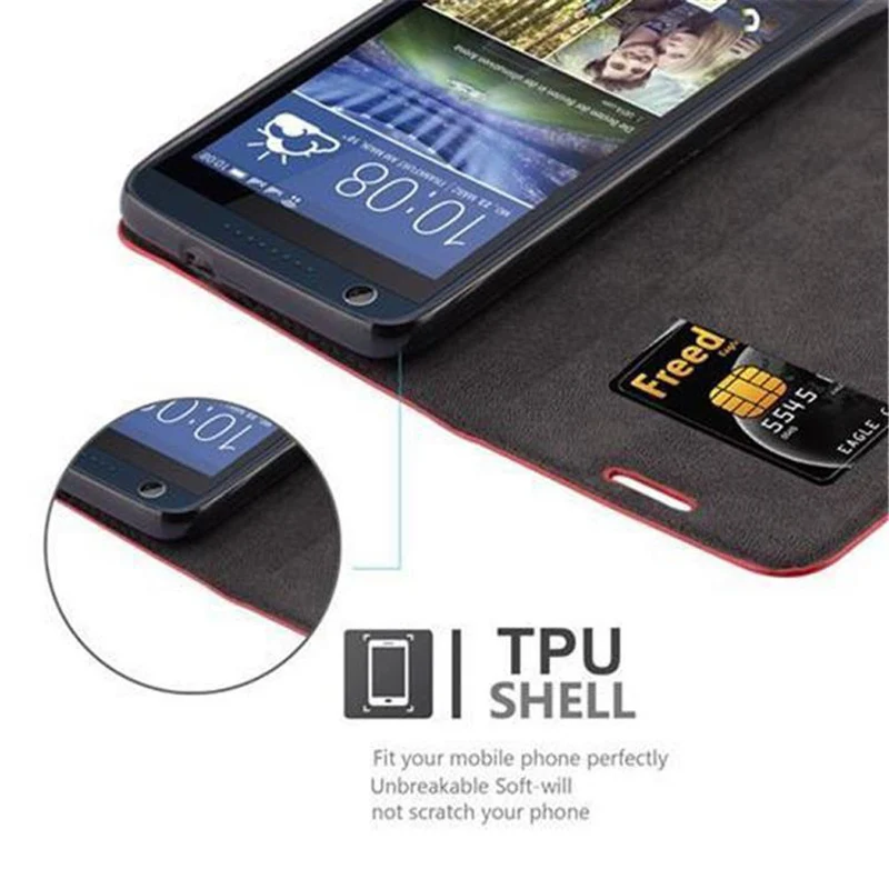 Cadorabo Hülle kompatibel mit HTC Desire 626G Schutzhülle mit Magnetverschluss, Standfunktion und Kartenfach