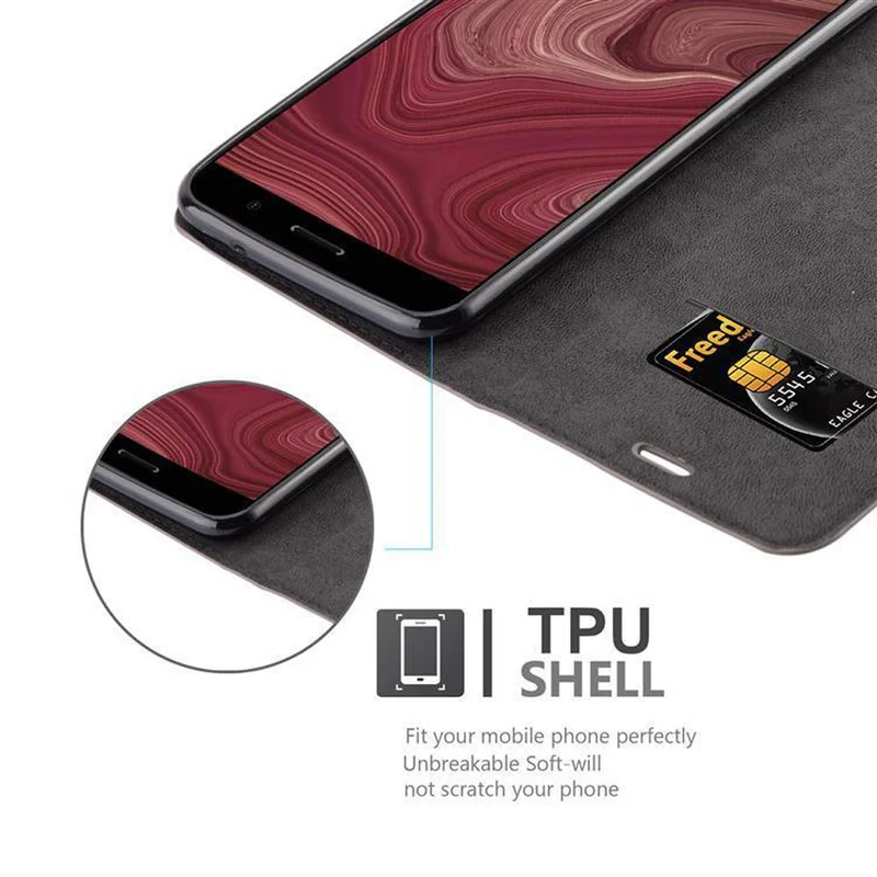 Cadorabo Hülle kompatibel mit HTC OCEAN / U11 Schutzhülle mit Magnetverschluss, Standfunktion und Kartenfach