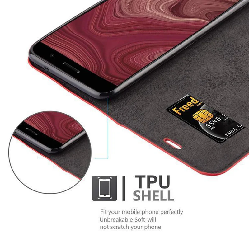 Cadorabo Hülle kompatibel mit HTC OCEAN / U11 Schutzhülle mit Magnetverschluss, Standfunktion und Kartenfach
