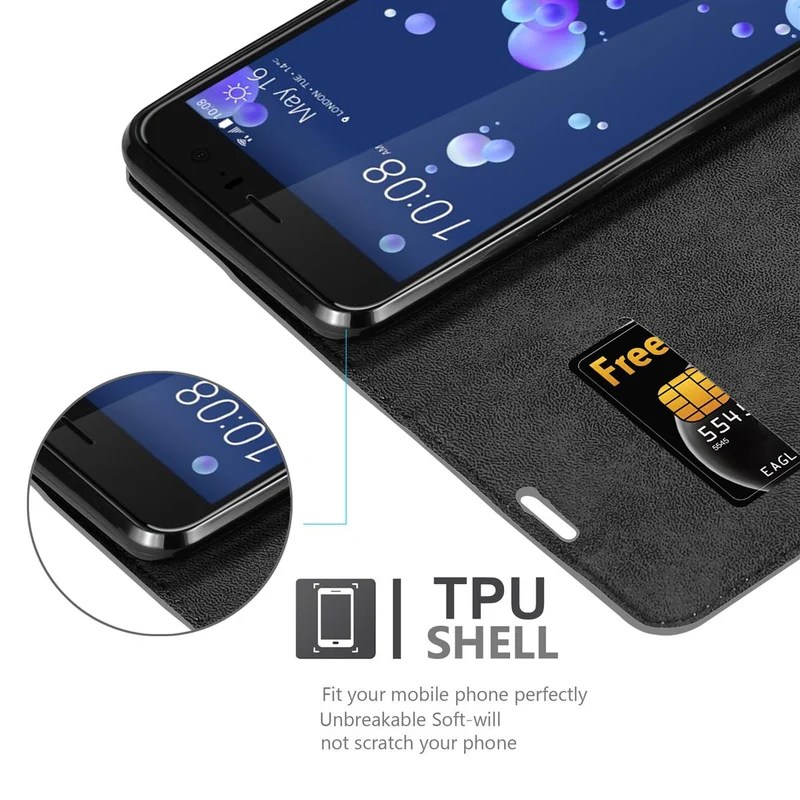 Cadorabo Hülle kompatibel mit HTC OCEAN / U11 Schutzhülle mit Magnetverschluss, Standfunktion und Kartenfach