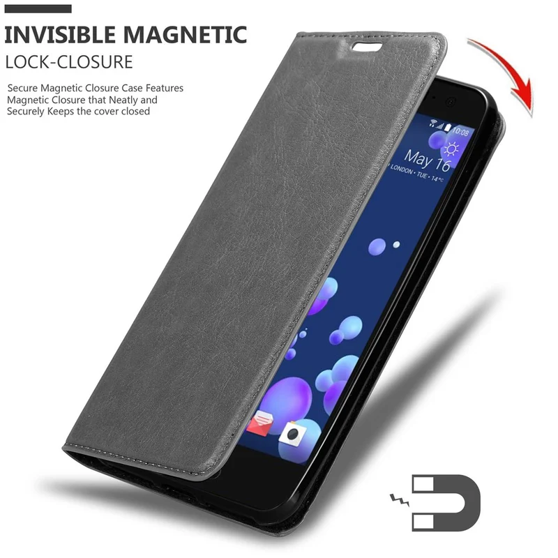 Cadorabo Hülle kompatibel mit HTC OCEAN / U11 Schutzhülle mit Magnetverschluss, Standfunktion und Kartenfach