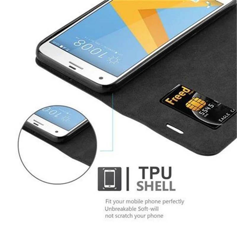 Cadorabo Hülle kompatibel mit HTC ONE A9S Schutzhülle mit Magnetverschluss, Standfunktion und Kartenfach