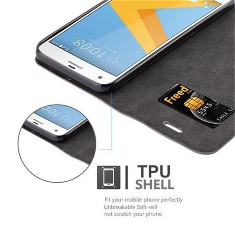 Cadorabo Hülle kompatibel mit HTC ONE A9S Schutzhülle mit Magnetverschluss, Standfunktion und Kartenfach