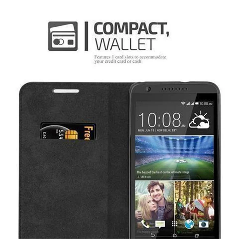 Cadorabo Hülle kompatibel mit HTC Desire 820 Schutzhülle mit Magnetverschluss, Standfunktion und Kartenfach