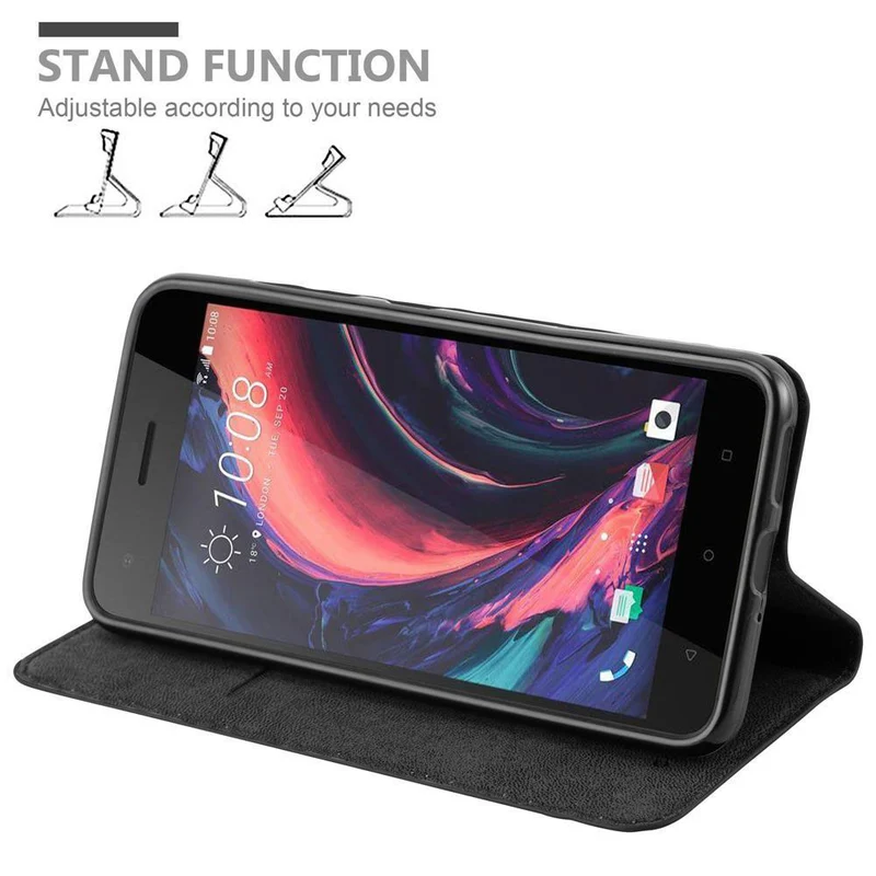 Cadorabo Hülle kompatibel mit HTC Desire 10 PRO Schutzhülle mit Magnetverschluss, Standfunktion und Kartenfach