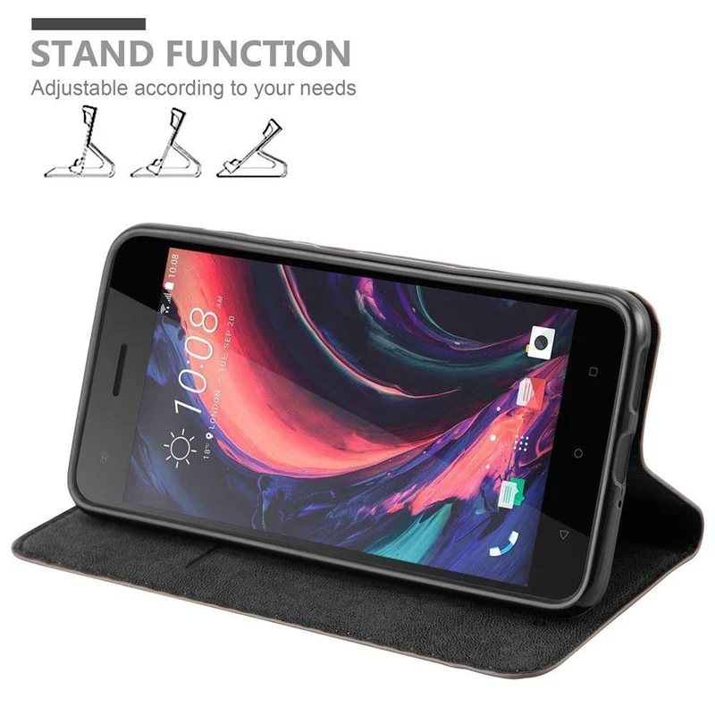 Cadorabo Hülle kompatibel mit HTC Desire 10 PRO Schutzhülle mit Magnetverschluss, Standfunktion und Kartenfach