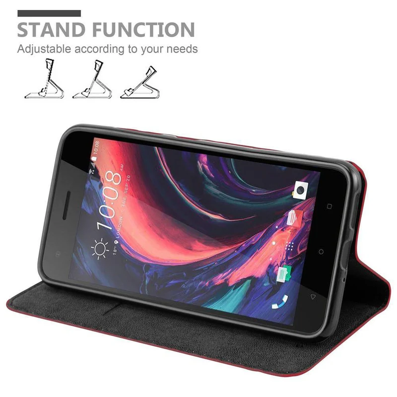 Cadorabo Hülle kompatibel mit HTC Desire 10 PRO Schutzhülle mit Magnetverschluss, Standfunktion und Kartenfach