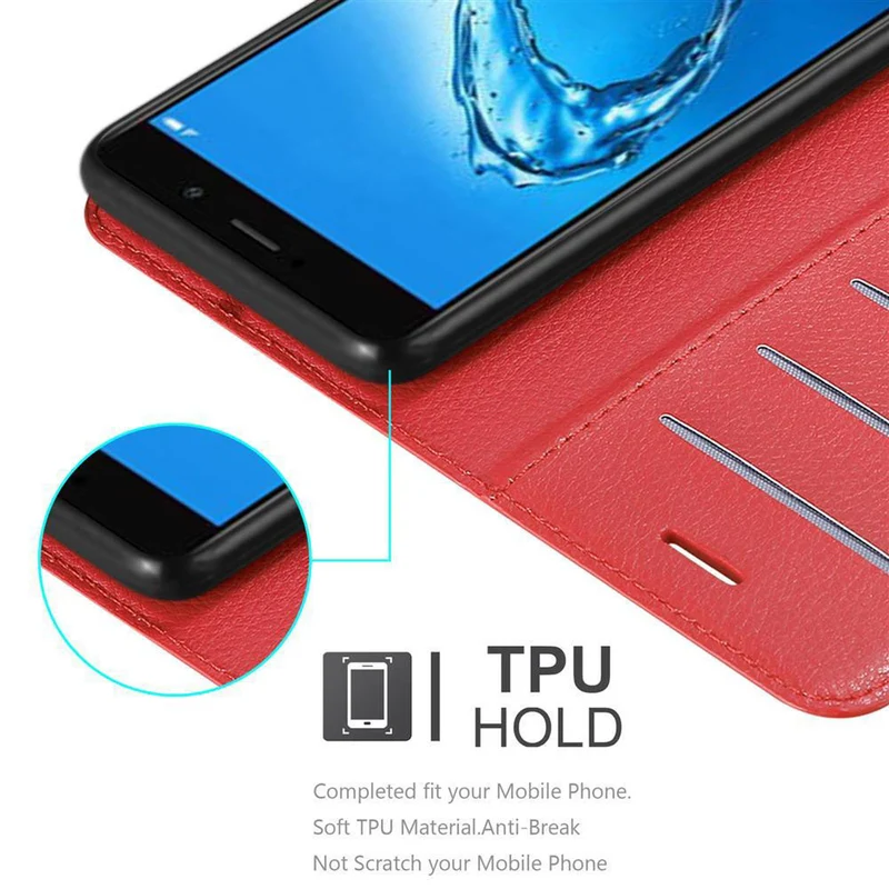 Cadorabo Hülle kompatibel mit Huawei Y7 2017 Schutzhülle mit Magnetverschluss, Standfunktion und Kartenfach