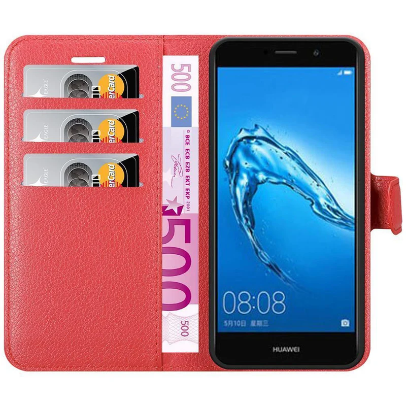 Cadorabo Hülle kompatibel mit Huawei Y7 2017 Schutzhülle mit Magnetverschluss, Standfunktion und Kartenfach