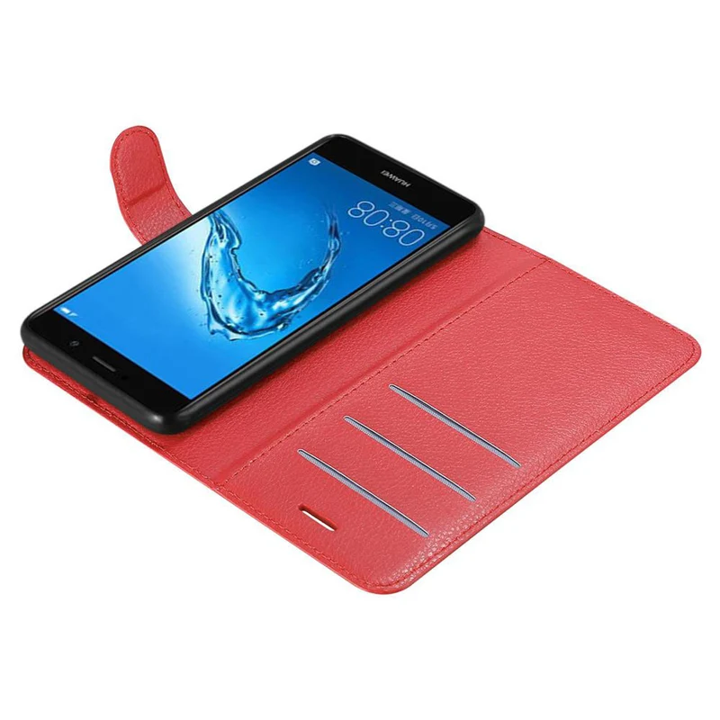 Cadorabo Hülle kompatibel mit Huawei Y7 2017 Schutzhülle mit Magnetverschluss, Standfunktion und Kartenfach