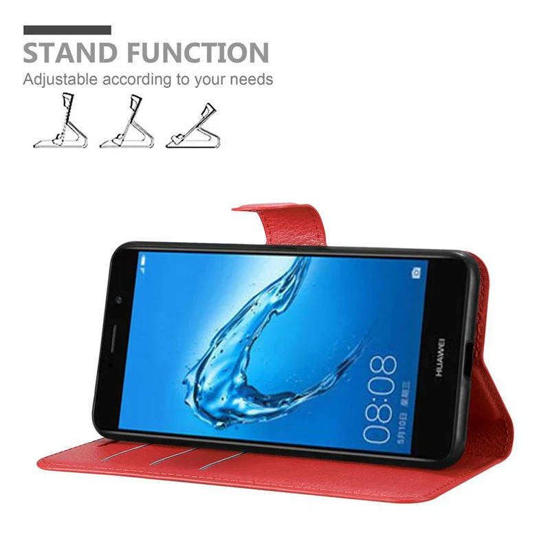 Cadorabo Hülle kompatibel mit Huawei Y7 2017 Schutzhülle mit Magnetverschluss, Standfunktion und Kartenfach