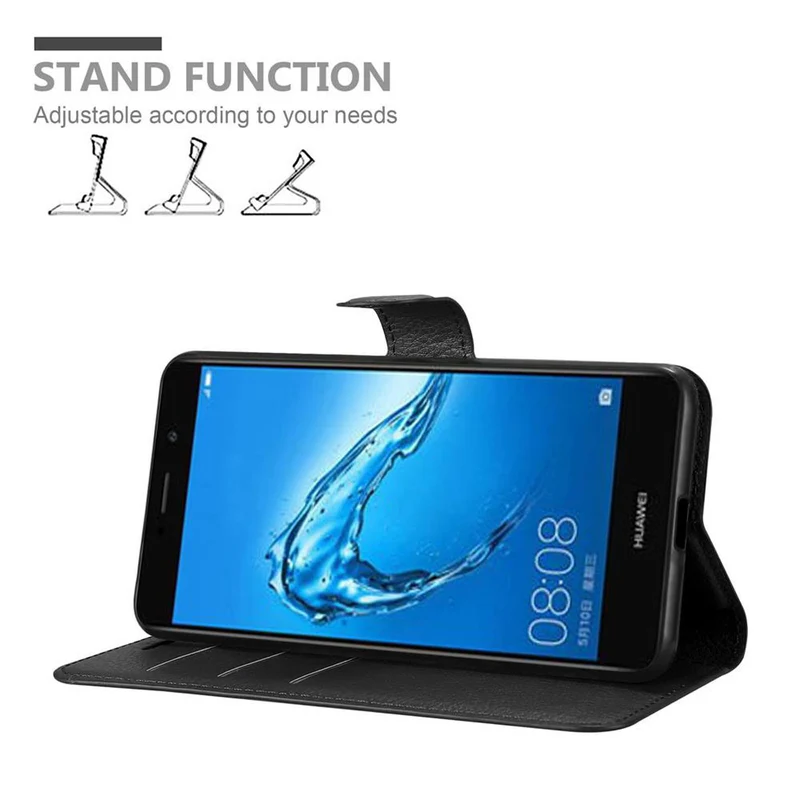 Cadorabo Hülle kompatibel mit Huawei Y7 2017 Schutzhülle mit Magnetverschluss, Standfunktion und Kartenfach