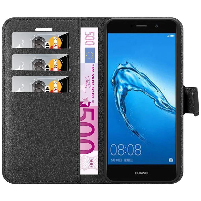Cadorabo Hülle kompatibel mit Huawei Y7 2017 Schutzhülle mit Magnetverschluss, Standfunktion und Kartenfach