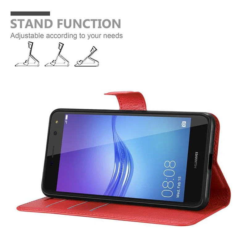 Cadorabo Hülle kompatibel mit Huawei Y5 2017 / Y6 2017 Schutzhülle mit Magnetverschluss, Standfunktion und Kartenfach