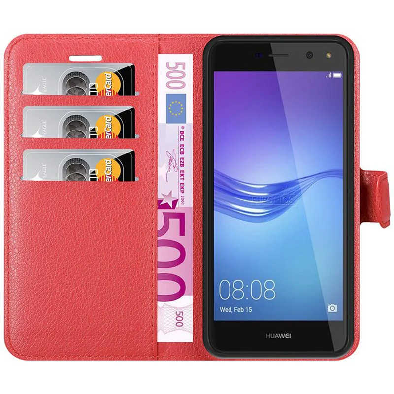 Cadorabo Hülle kompatibel mit Huawei Y5 2017 / Y6 2017 Schutzhülle mit Magnetverschluss, Standfunktion und Kartenfach