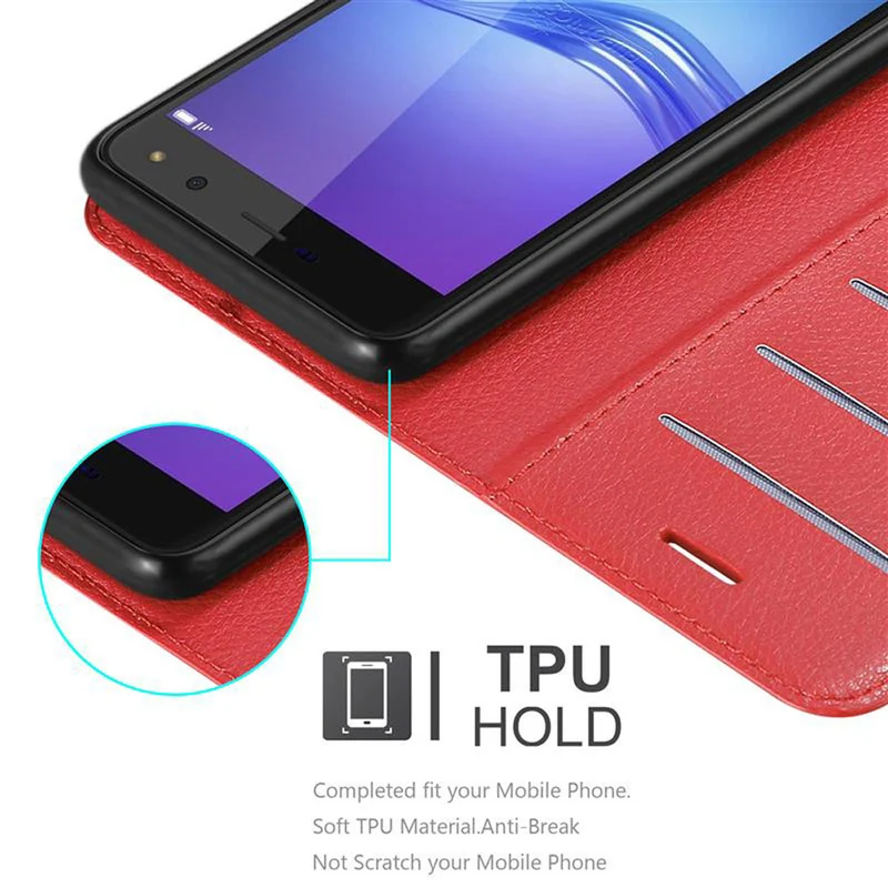 Cadorabo Hülle kompatibel mit Huawei Y5 2017 / Y6 2017 Schutzhülle mit Magnetverschluss, Standfunktion und Kartenfach