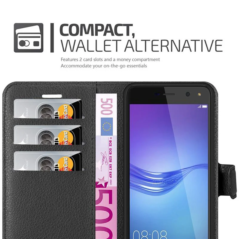 Cadorabo Hülle kompatibel mit Huawei Y5 2017 / Y6 2017 Schutzhülle mit Magnetverschluss, Standfunktion und Kartenfach