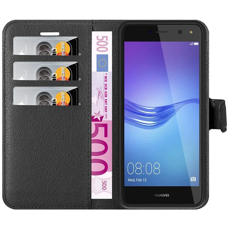 Cadorabo Hülle kompatibel mit Huawei Y5 2017 / Y6 2017 Schutzhülle mit Magnetverschluss, Standfunktion und Kartenfach