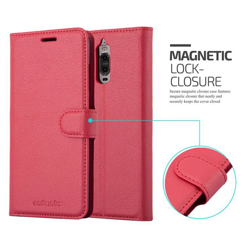 Cadorabo Hülle kompatibel mit Huawei MATE 9 PRO Schutzhülle mit Magnetverschluss, Standfunktion und Kartenfach