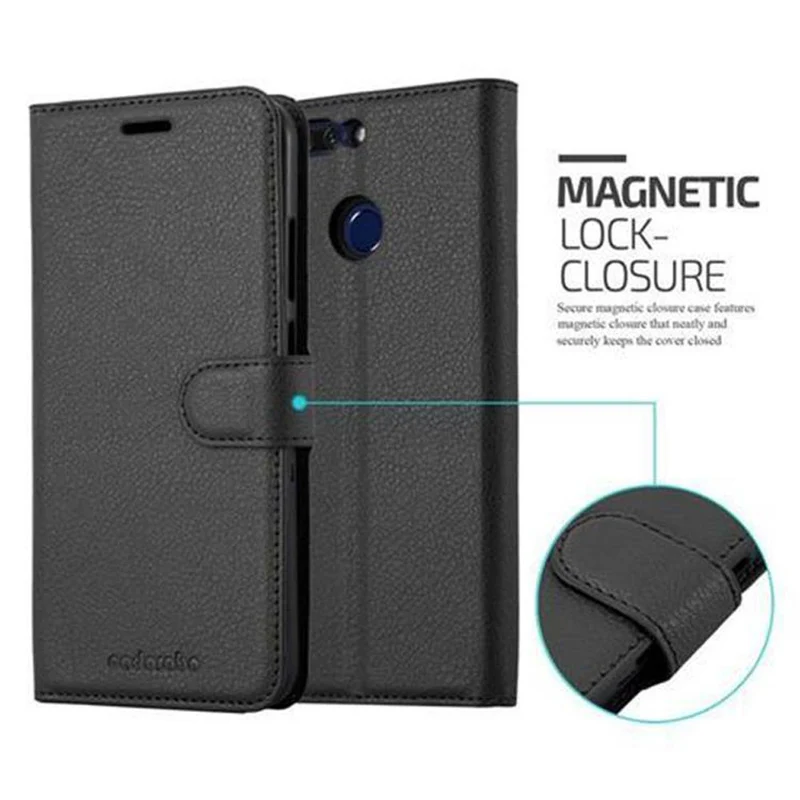 Cadorabo Hülle kompatibel mit Honor 8 PRO Schutzhülle mit Magnetverschluss, Standfunktion und Kartenfach
