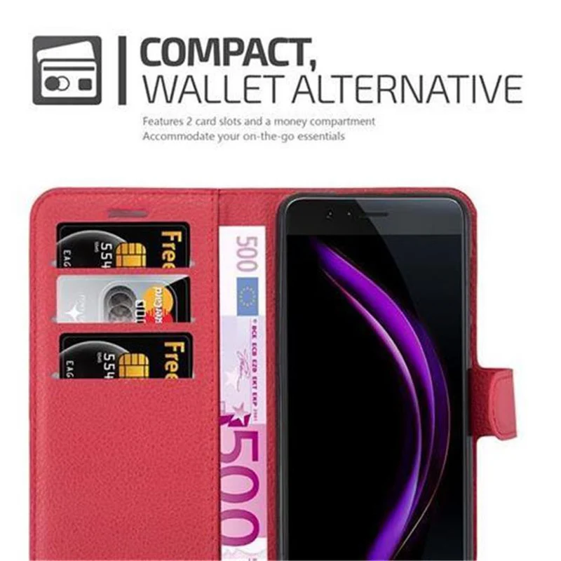Cadorabo Hülle kompatibel mit Honor 8 / 8 PREMIUM Schutzhülle mit Magnetverschluss, Standfunktion und Kartenfach