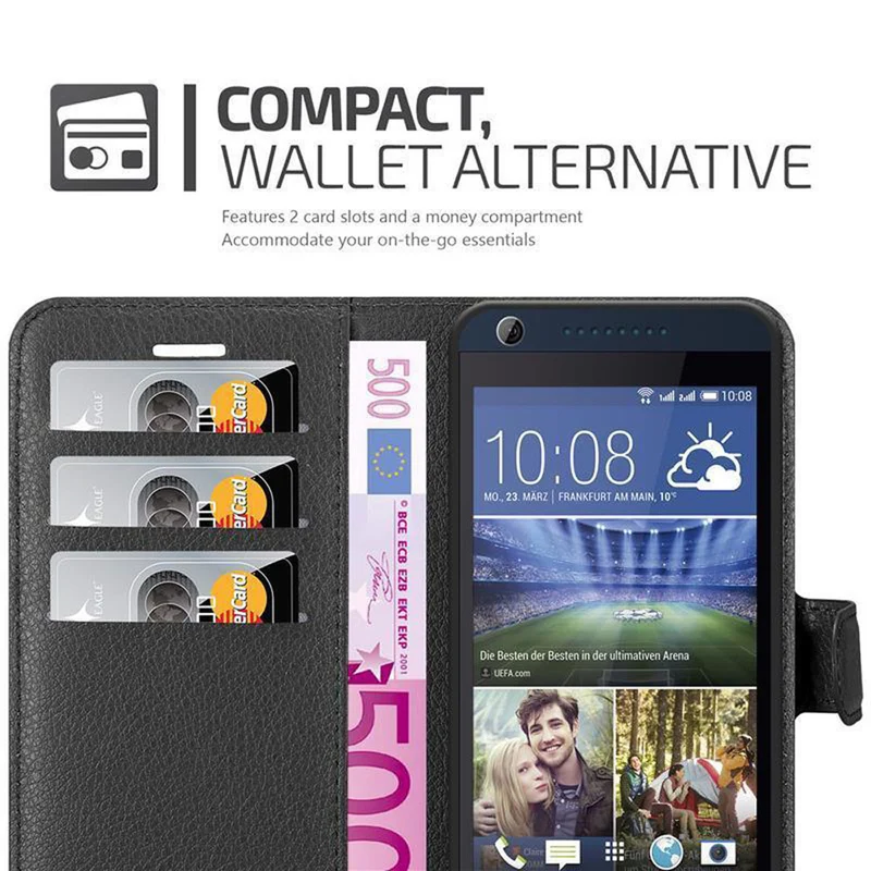 Cadorabo Hülle kompatibel mit HTC Desire 626G Schutzhülle mit Magnetverschluss, Standfunktion und Kartenfach