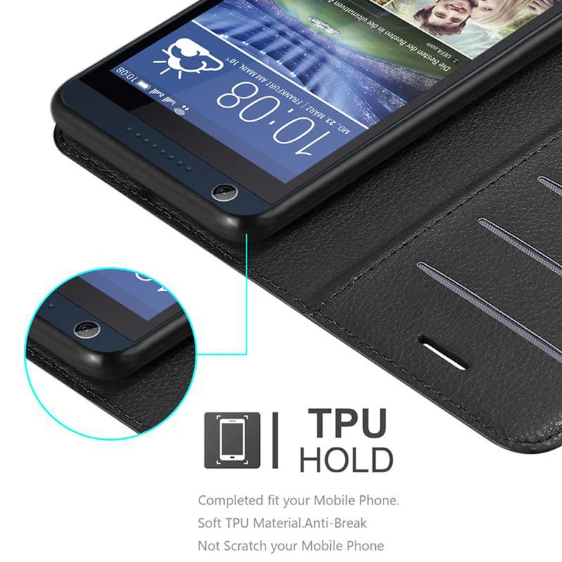 Cadorabo Hülle kompatibel mit HTC Desire 626G Schutzhülle mit Magnetverschluss, Standfunktion und Kartenfach