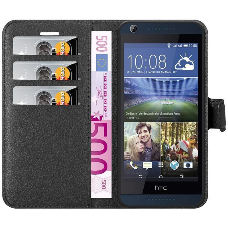 Cadorabo Hülle kompatibel mit HTC Desire 626G Schutzhülle mit Magnetverschluss, Standfunktion und Kartenfach