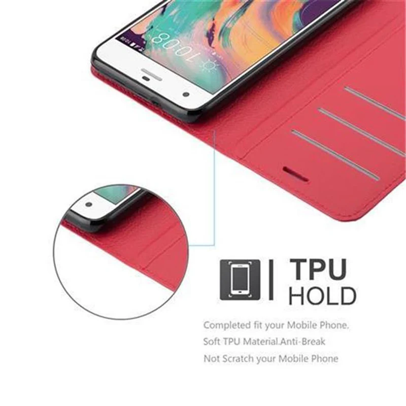 Cadorabo Hülle kompatibel mit HTC Desire 10 PRO Schutzhülle mit Magnetverschluss, Standfunktion und Kartenfach