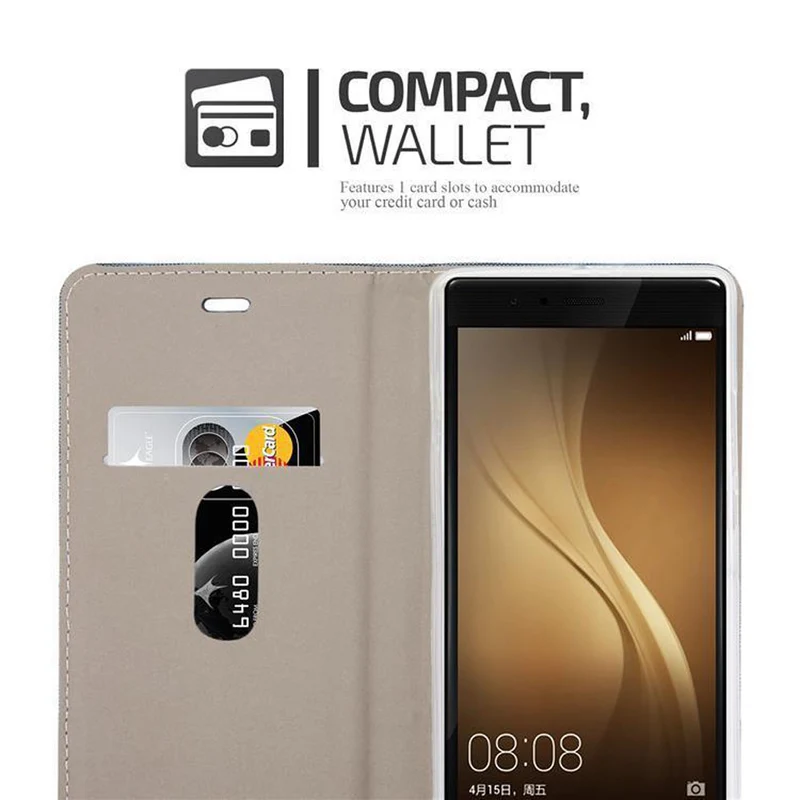 Cadorabo Hülle kompatibel mit Huawei P9 PLUS Schutzhülle mit Magnetverschluss, Standfunktion und Kartenfach