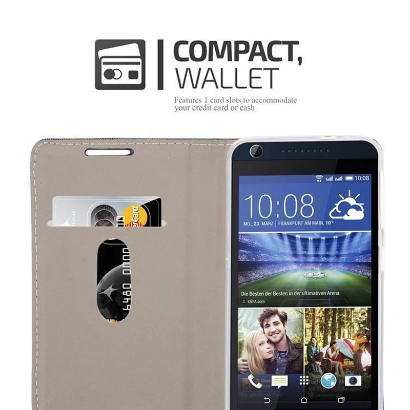 Cadorabo Hülle kompatibel mit HTC Desire 626G Schutzhülle mit Magnetverschluss, Standfunktion und Kartenfach