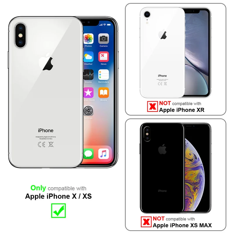 Cadorabo Hülle kompatibel mit Apple iPhone X / XS Schutzhülle mit Magnetverschluss, Standfunktion und Kartenfach