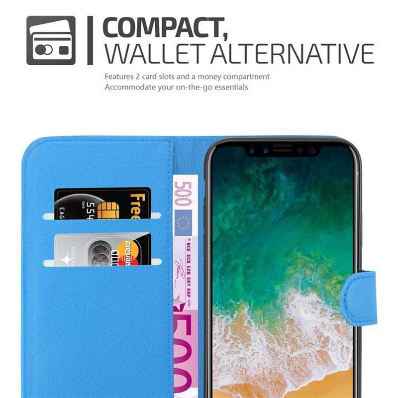 Cadorabo Hülle kompatibel mit Apple iPhone X / XS Schutzhülle mit Magnetverschluss, Standfunktion und Kartenfach