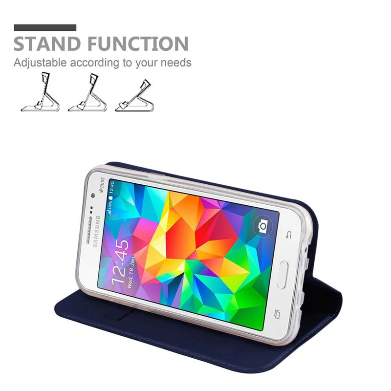 Cadorabo Hülle kompatibel mit Samsung Galaxy GRAND PRIME Schutzhülle mit Magnetverschluss, Standfunktion und Kartenfach