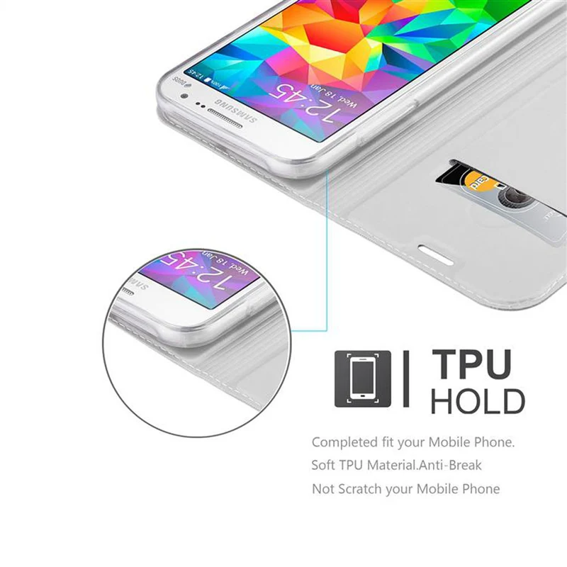 Cadorabo Hülle kompatibel mit Samsung Galaxy GRAND PRIME Schutzhülle mit Magnetverschluss, Standfunktion und Kartenfach