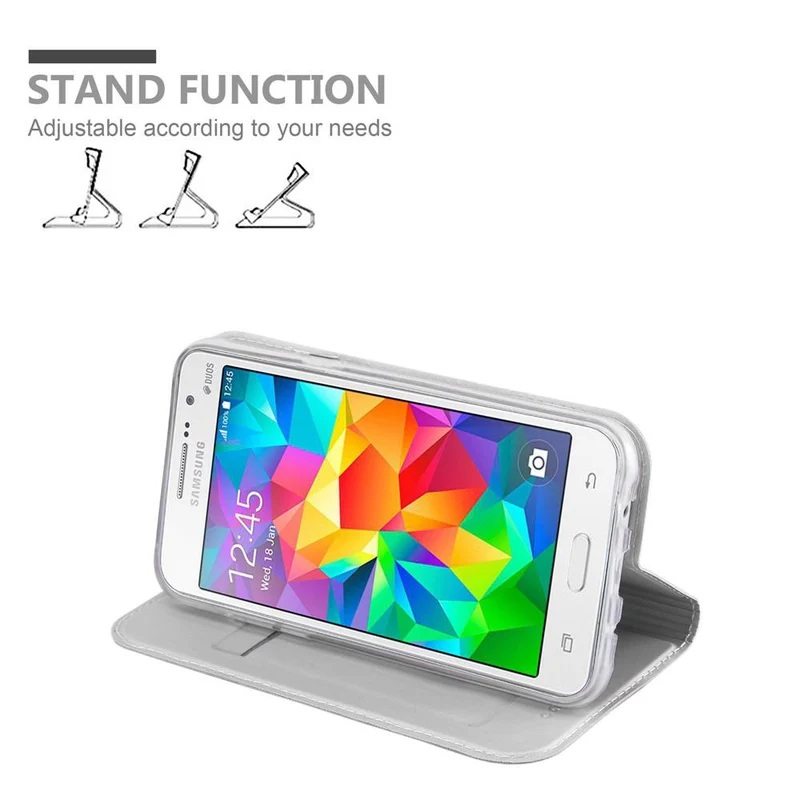 Cadorabo Hülle kompatibel mit Samsung Galaxy GRAND PRIME Schutzhülle mit Magnetverschluss, Standfunktion und Kartenfach