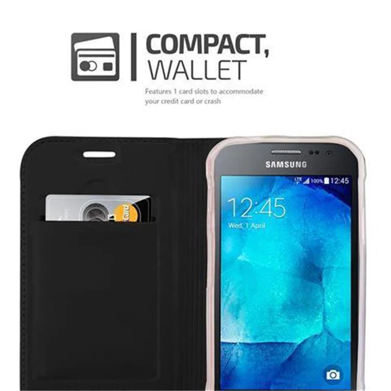 Cadorabo Hülle kompatibel mit Samsung Galaxy XCover 3 Schutzhülle mit Magnetverschluss, Standfunktion und Kartenfach