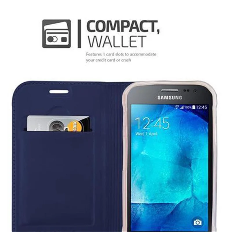 Cadorabo Hülle kompatibel mit Samsung Galaxy XCover 3 Schutzhülle mit Magnetverschluss, Standfunktion und Kartenfach