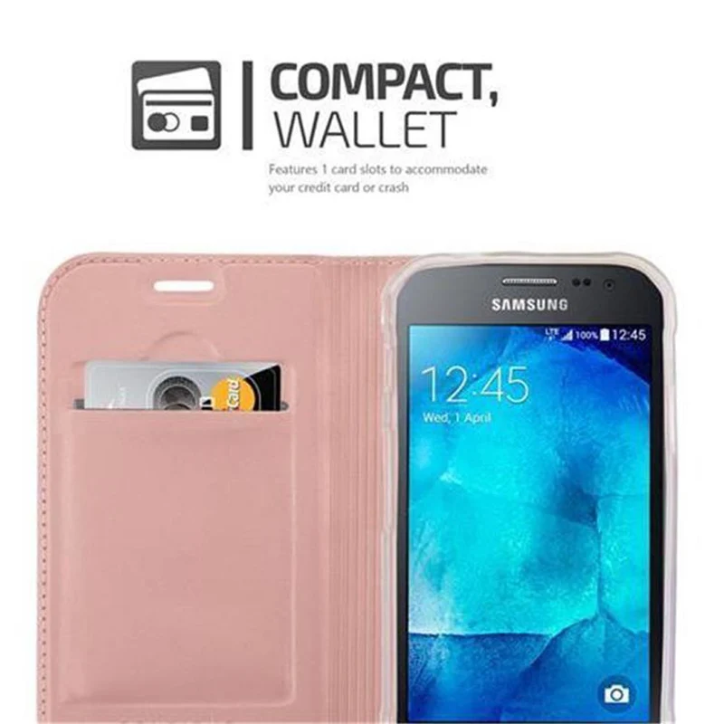 Cadorabo Hülle kompatibel mit Samsung Galaxy XCover 3 Schutzhülle mit Magnetverschluss, Standfunktion und Kartenfach