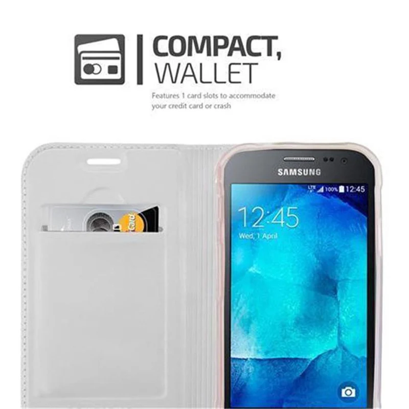 Cadorabo Hülle kompatibel mit Samsung Galaxy XCover 3 Schutzhülle mit Magnetverschluss, Standfunktion und Kartenfach
