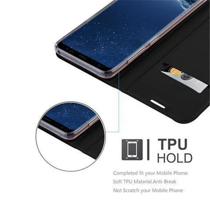 Cadorabo Hülle kompatibel mit Samsung Galaxy S8 PLUS Schutzhülle mit Magnetverschluss, Standfunktion und Kartenfach