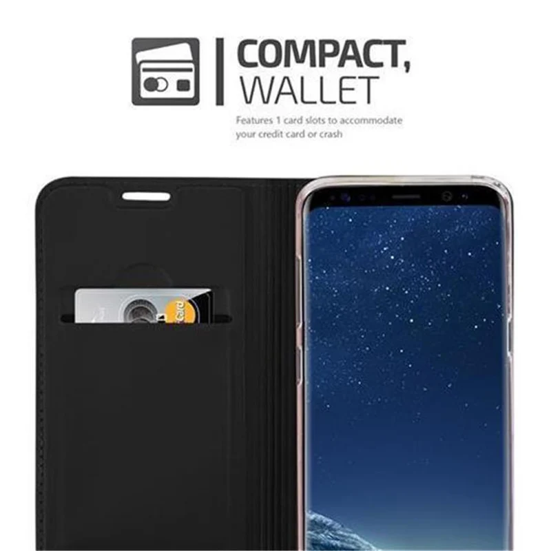 Cadorabo Hülle kompatibel mit Samsung Galaxy S8 PLUS Schutzhülle mit Magnetverschluss, Standfunktion und Kartenfach