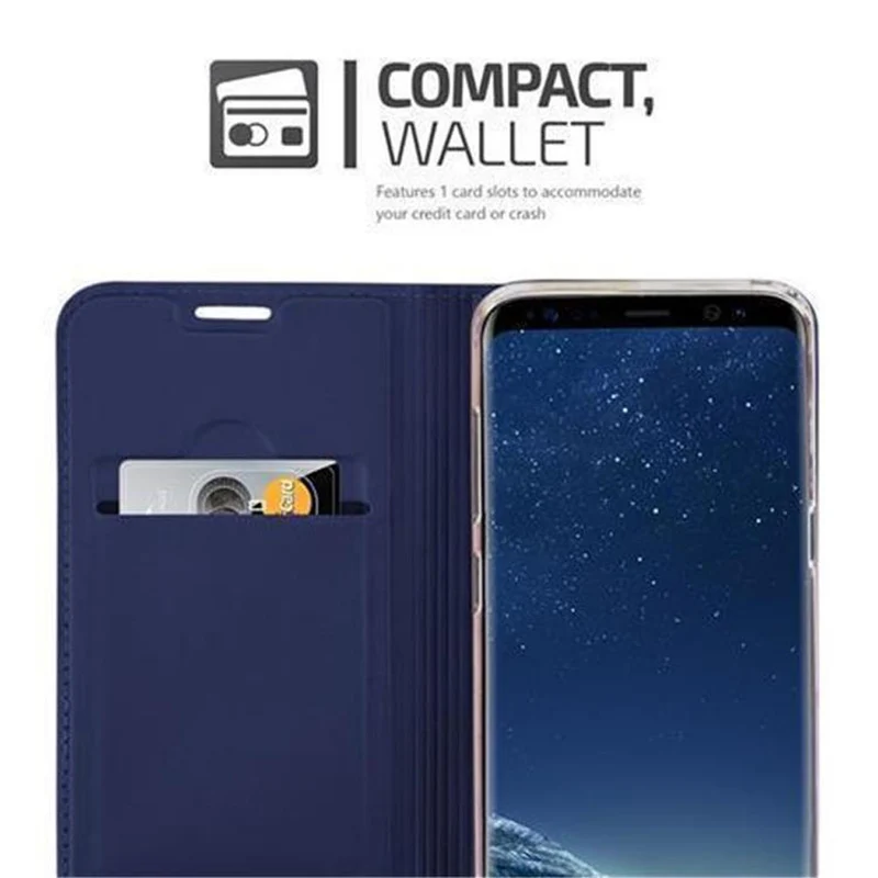 Cadorabo Hülle kompatibel mit Samsung Galaxy S8 PLUS Schutzhülle mit Magnetverschluss, Standfunktion und Kartenfach