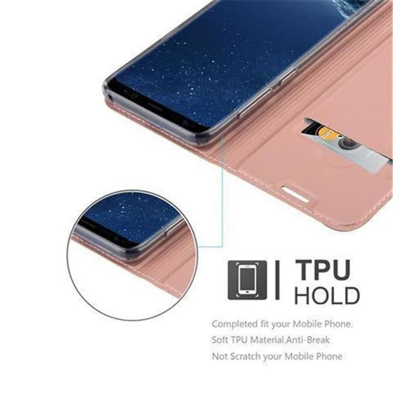 Cadorabo Hülle kompatibel mit Samsung Galaxy S8 PLUS Schutzhülle mit Magnetverschluss, Standfunktion und Kartenfach