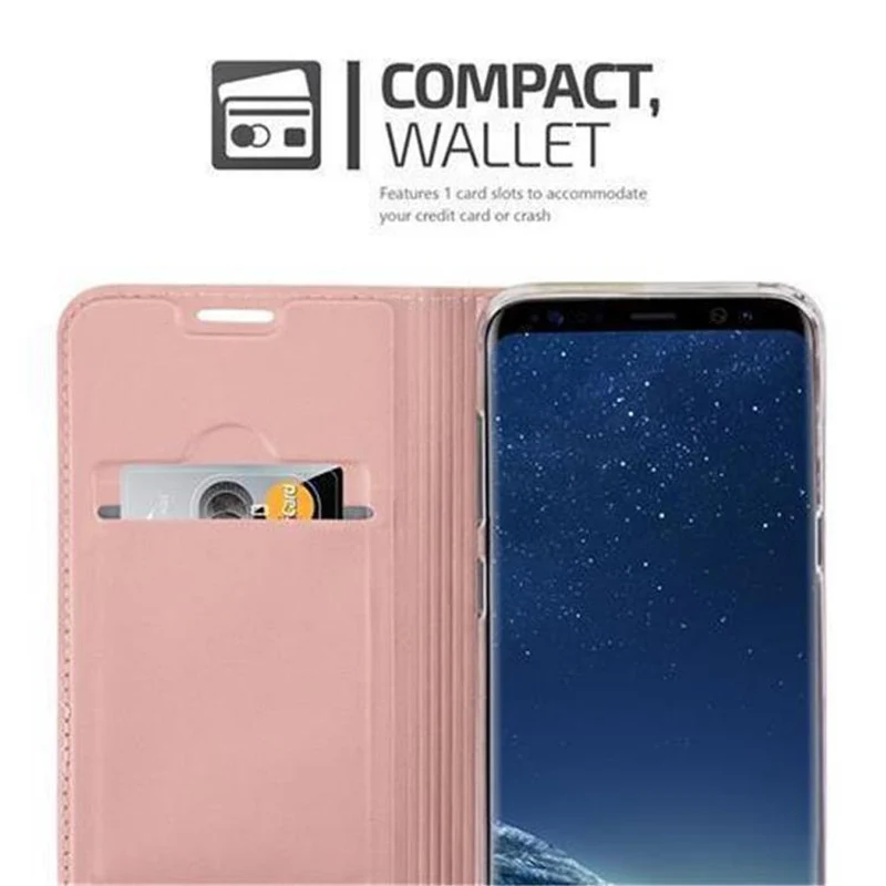 Cadorabo Hülle kompatibel mit Samsung Galaxy S8 Schutzhülle mit Magnetverschluss, Standfunktion und Kartenfach
